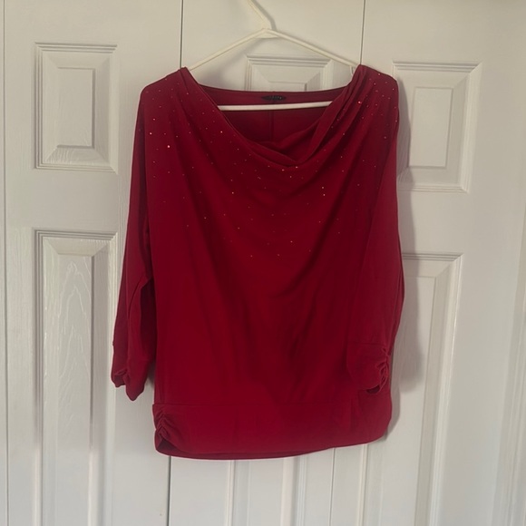 Relaxed Asymmetrical Red Blouse - Picture 1 of 4
